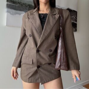 90s Vintage Longline Plaid Blazer – Office Siren Minimalist